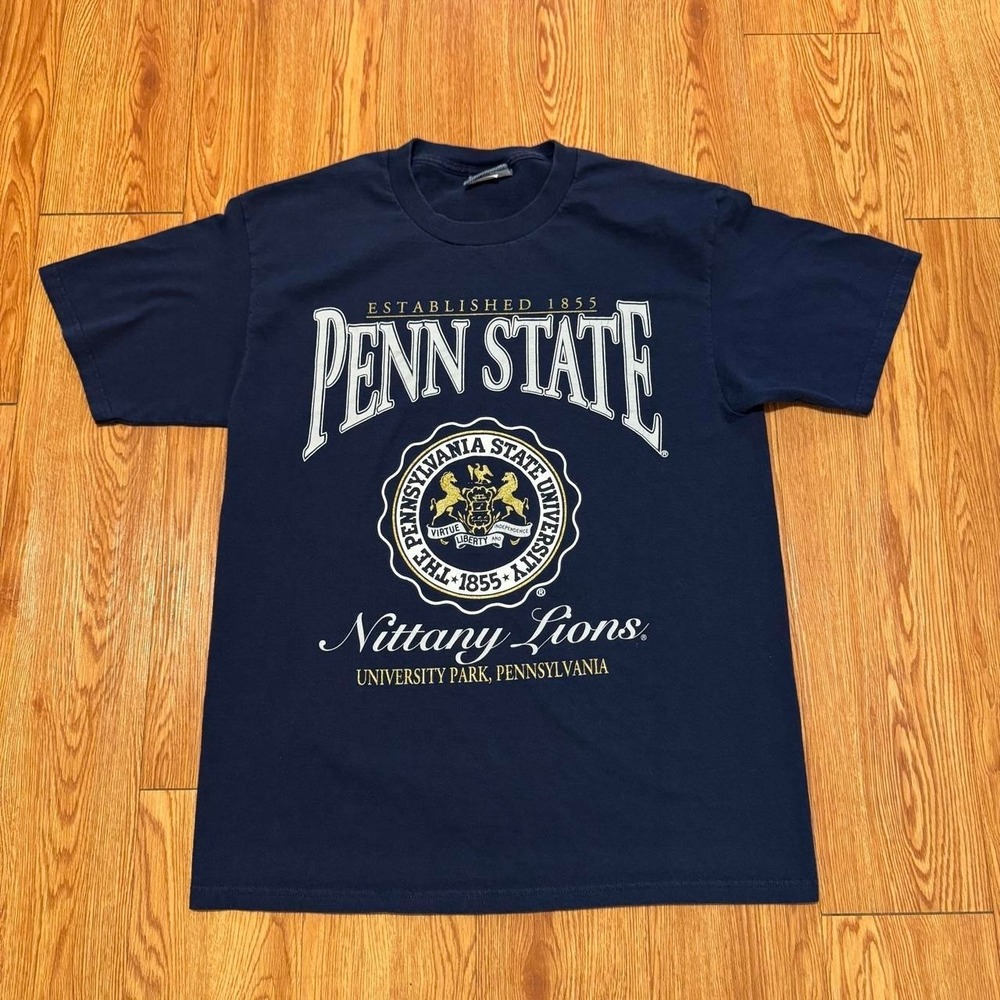Penn State Men's Shirt Large Vintage Nittany Lions Collegiate Navy Blue Nutmeg - Picture 1 of 6